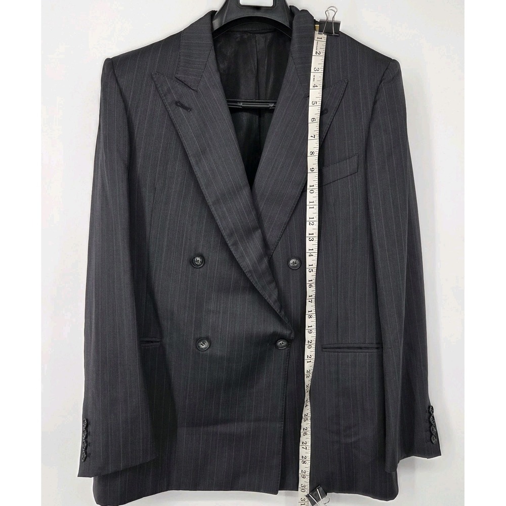 Ermenegildo Zegna Double Breasted Gray Striped Wool Blazer Jacket US 44R Vintage - Picture 3 of 8